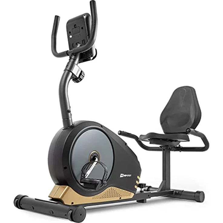 Hop-Sport Root Liegeergometer - Liegeheimtrainer mit Handpulssensoren, 9,5 kg Schwungmasse, 8 Widerstandsstufen - Sitzergometer max. Benutzergewicht 120 kg (Gold) – Bild 2