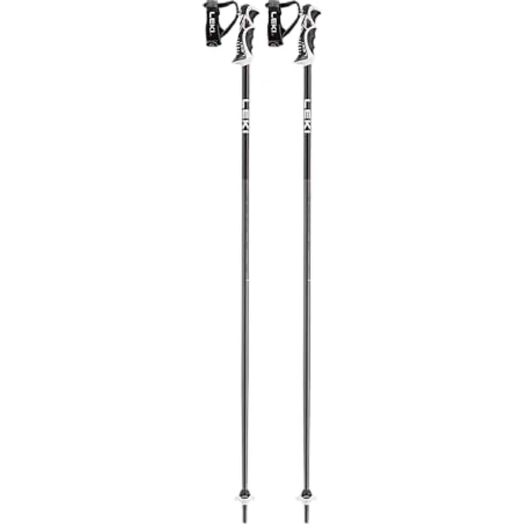 LEKI Bold Lite S Skistöcke, Aluminiumkonstruktion mit Trigger S Slalom Grip, Anthracite-Black-Bright Red, 115 cm