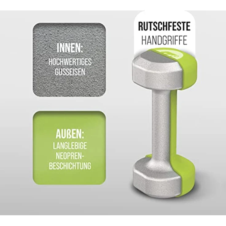 Apollo Hantel Set Kurzhantel | 2 Hanteln | 2x2kg Hantelset | Gewichte für Krafttraining | Kurzhanteln 2er Set | Fitness Hanteln für Frauen & Männer | Dumbbells | Hanteln 2kg | Hantel Gewichte – Bild 3