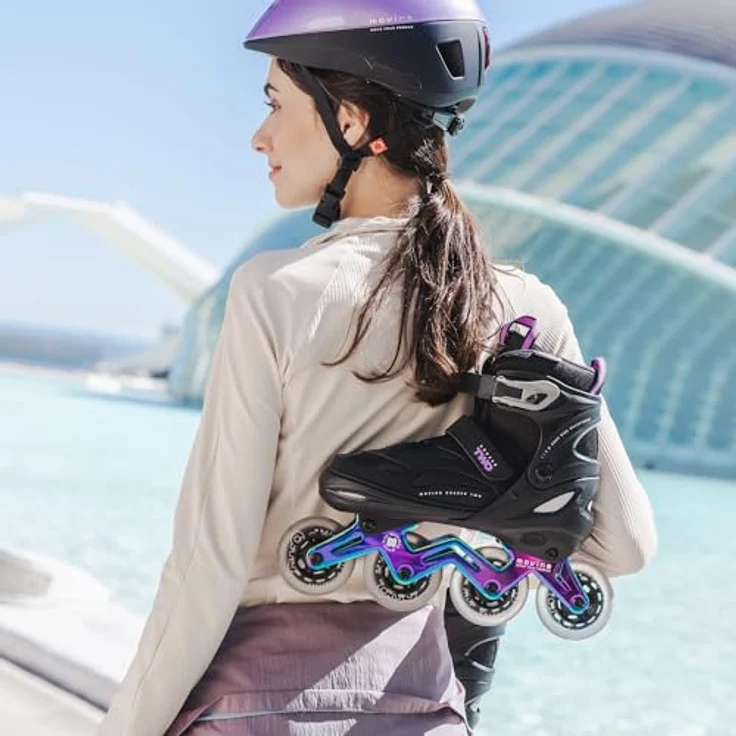 Movino Cruzer Two, Verstellbare Fitness Inline-Skates für Damen mit 4-stufiger Größenverstellung, Neochrome Aluminium-Schiene und 80-mm-Rollen – Bild 11