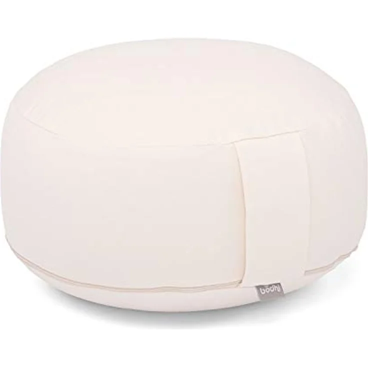 Bodhi Meditationskissen Rondo ECO | Yogakissen mit Bio Dinkelfüllung | Bezug aus 100% Baumwolle | Waschbarer Bezug mit praktischer Trageschlaufe | Höhe 20 cm (Natur) – Bild 1