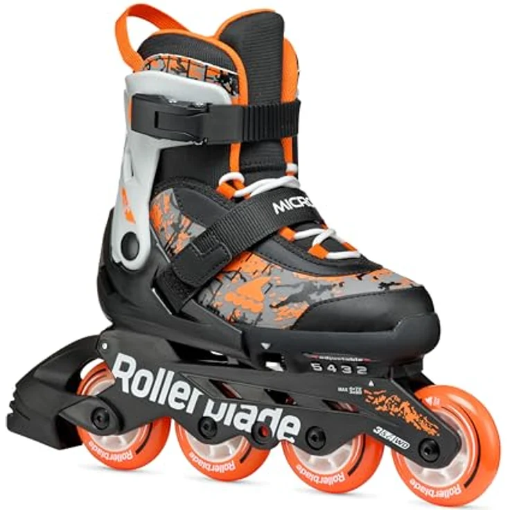 Rollerblade Microblade SL NC01, verstellbare Inlineskates für Kinder, schwarz/orange, 72mm Rollen – Bild 1