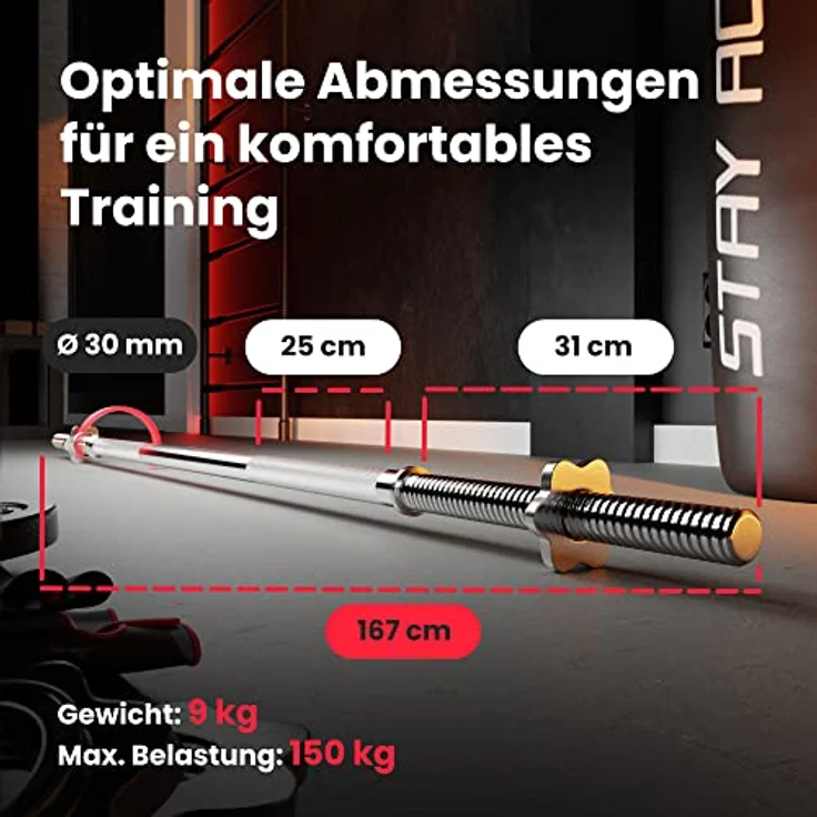 Hop-Sport Guss Hantelset mit Langhantelstange und Gewichten, 1x Langhantel, Set 39kg oder 59kg zur Auswahl (59kg) – Bild 5