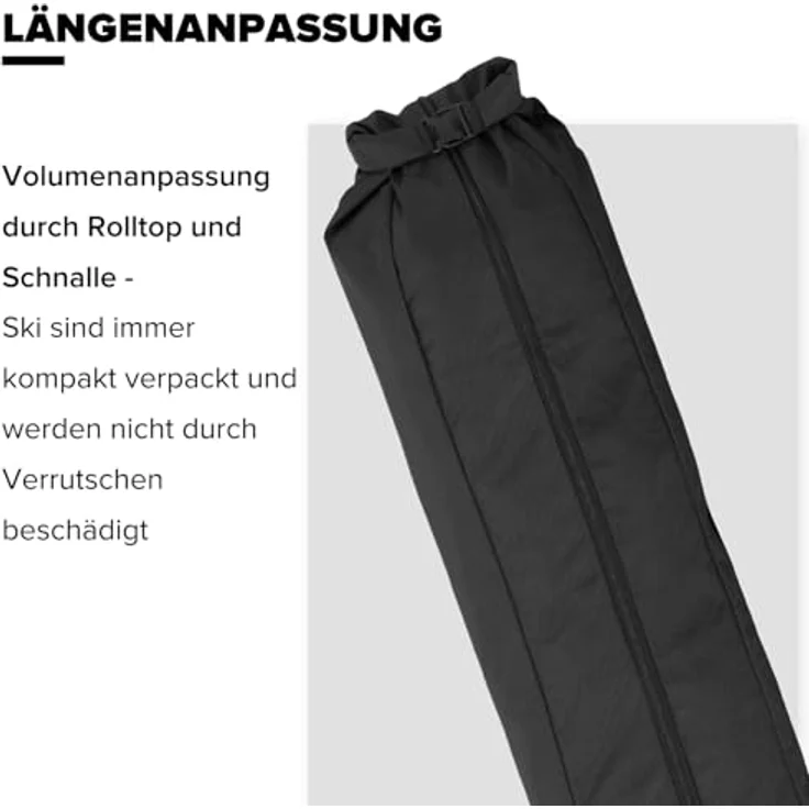 Atomic Ski SKI SLEEVE BLACK BLACK, 205 cm Skisack mit wasser- und schmutzabweisendem Material, verstellbarem Rolltop und anpassbaren Schulterträgern – Bild 3