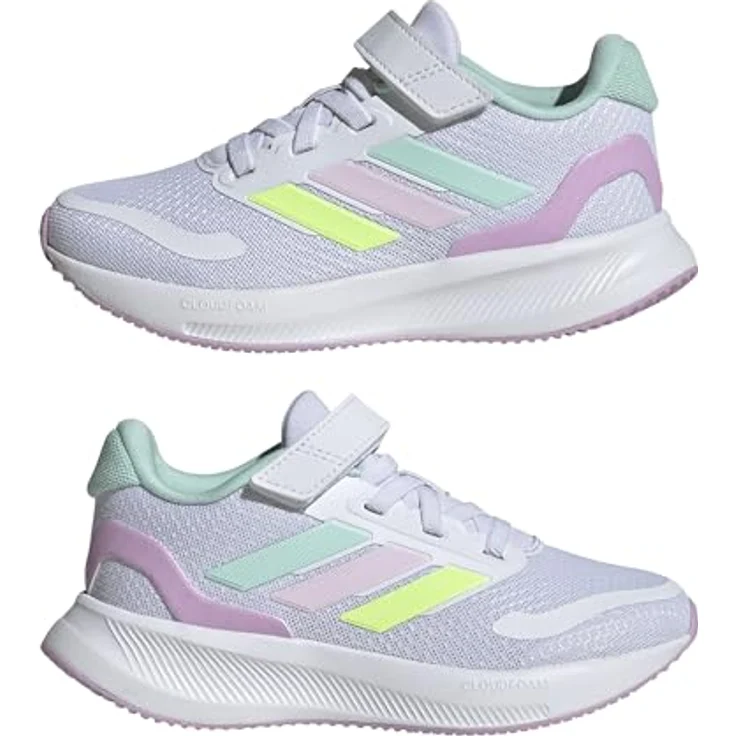 adidas Runfalcon 5 EL C, Laufschuhe für Mädchen, White/Mint/Pink, Cloudfoam Sohle, atmungsaktives Mesh-Design – Bild 6