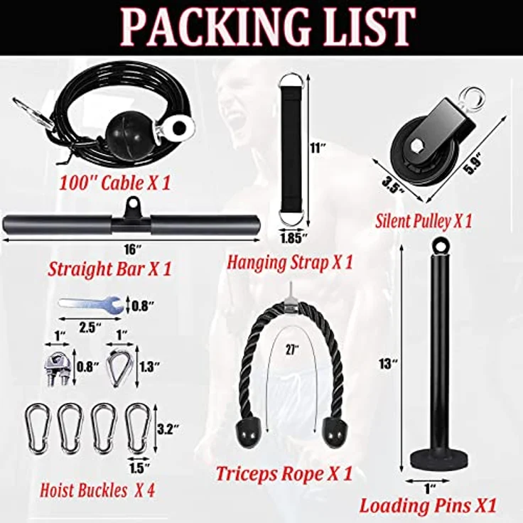 Taeku Kabelzug Fitness Professionelle Kabel Maschine System Home Gym Trizeps Latzug Arm Krafttraining für LAT Bar Fitness Trainingsgeräte (2,5 Kabel) – Bild 2