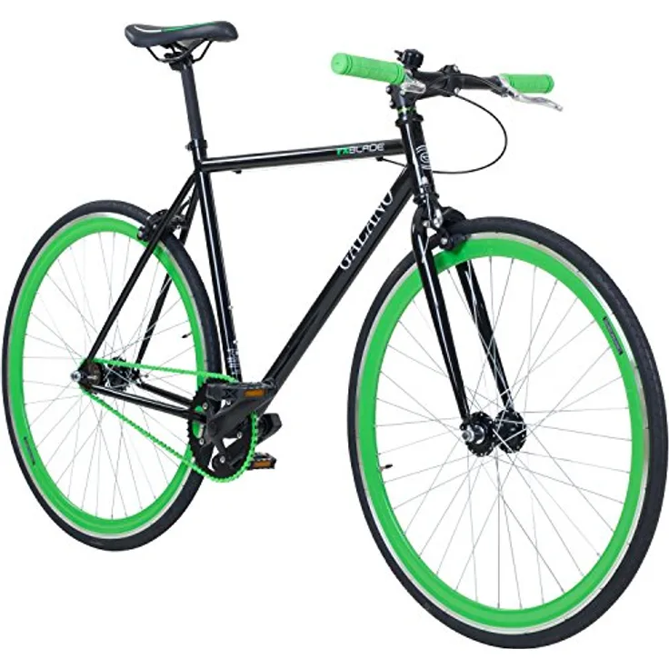 Galano Blade Fixie Fahrrad, 28 Zoll Singlespeed mit Flip Flop Nabe für Fixed Gear und Freilauf, schwarz/rot