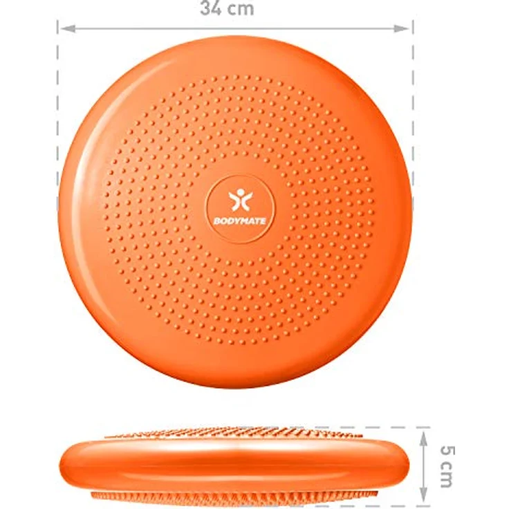 BODYMATE Ballsitzkissen inkl. Pumpe ORANGE 34cm Durchmesser - Balance-Kissen, Luftkissen, Balance Pad, Noppenkissen - Core-, Fitness-, Reha-, Koordinations- und Rückentraining – Bild 5