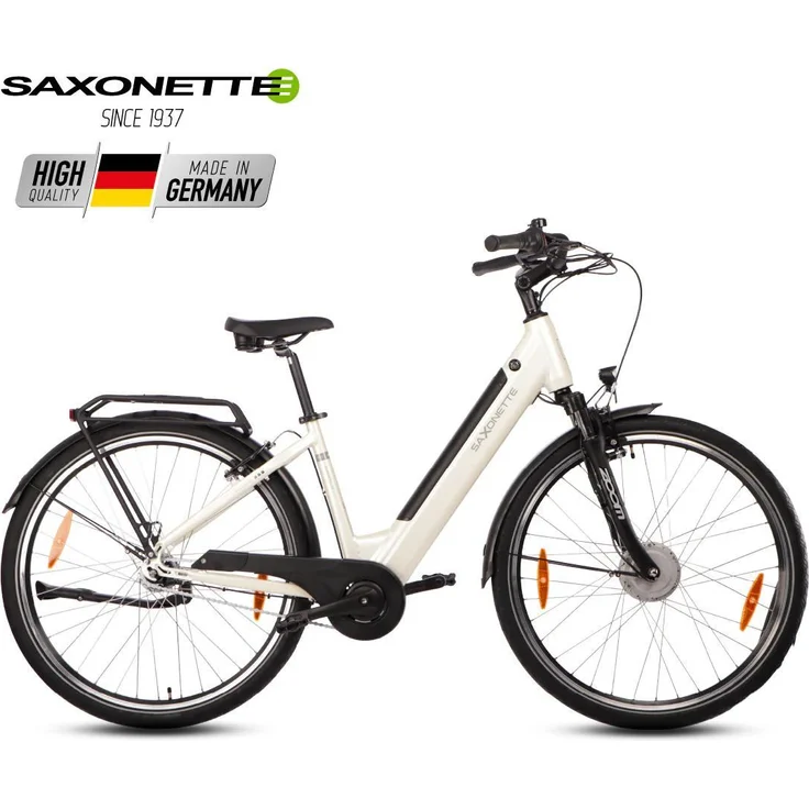SAXONETTE Comfort Plus 5.0, E-Bike mit 468 Wh Intube-Akku, Ananda M131 Motor, Shimano Nexus 7-Gang, Rahmenhöhe 45 cm, Cream White