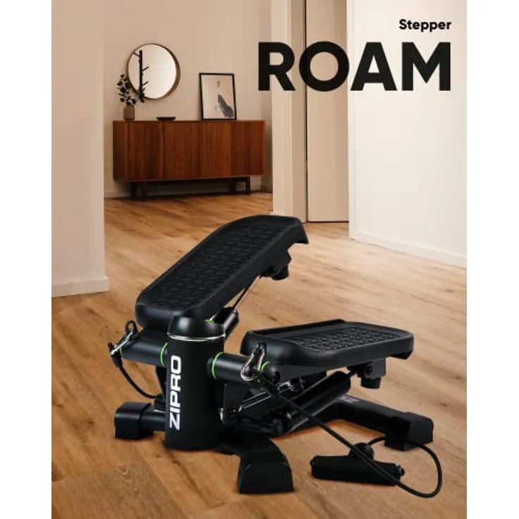 Zipro Roam Stepper Mini-Fitnessgerät inkl. LCD-Trainingscomputer mit vielen Funktionen Fitnesstraining für Zuhause Heimtrainer Swingstepper für Bein- und Po-Training verschleißfrei 5942617 Schwarz – Bild 2