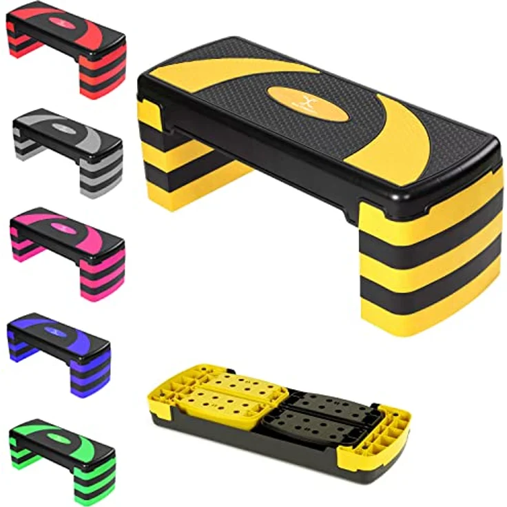 MAXSTRENGTH Max Strength Fitness-Stepper für Training, 5 höhenverstellbare Stufen, 10 cm, 15 cm, 20 cm, 25 cm, 30 cm, rutschfeste Trittplattform für Aerobic-Übungen, Ausdauer, Cardio, Yoga, Routinen, – Bild 1