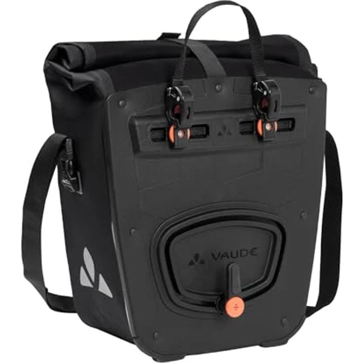 Vaude Velotasche, 28 l Gepäckträgertasche mit wasserdichtem Wickelverschluss, QMR 2.0 Befestigungssystem und Reflexlogo, schwarz – Bild 2