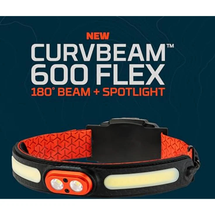 NEBO Curvbeam 600 Flex, wiederaufladbare Stirnlampe mit 600 Lumen, 180° Flutlicht, IPX4 wasserdicht und BackBalance Fit – Bild 2