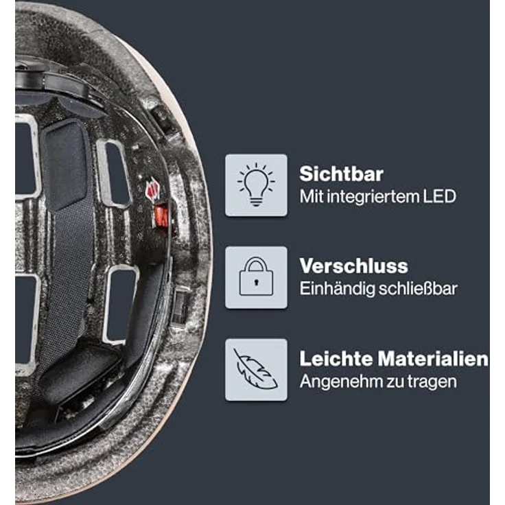 Uvex Sports City 4, Cityhelm für E-Bike-Fahren, 55-58 cm, schwarz mit Belüftung und Sicherheitslichtern – Bild 3