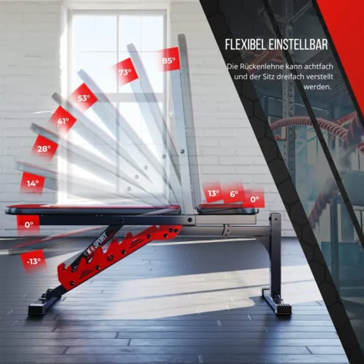 K-Sport: Trainingsbank verstellbar (beidseitig) für Kurz & Langhanteltraining I Kraftstation zum effektiven Muskeltraining, inkl. E-Book – Bild 3