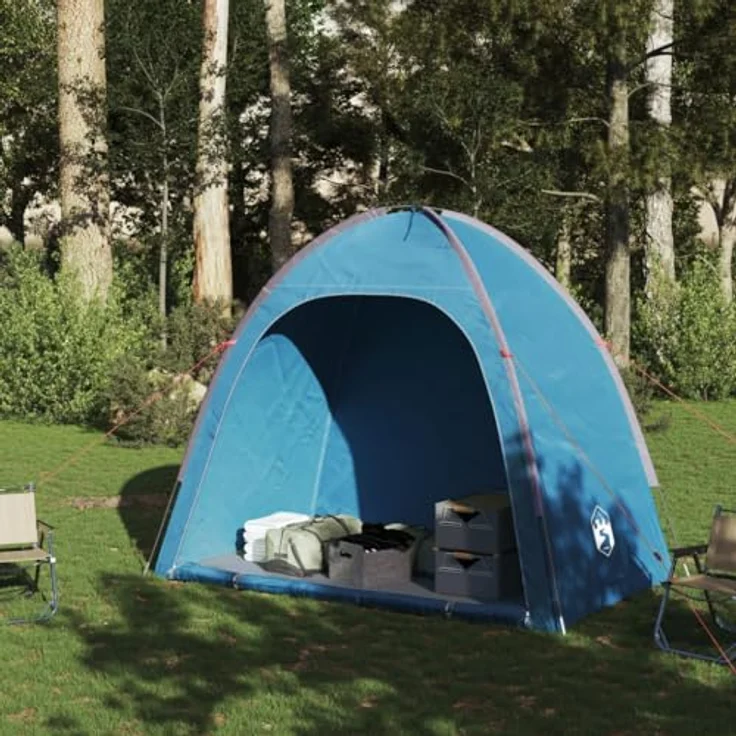 vidaXL Beistellzelt, Lagerzelt mit Stauraum, Umkleidezelt Wasserdicht Tragbar, Campingzelt Aufbewahrungszelt Zelt, Blau 185T Polyester – Bild 3