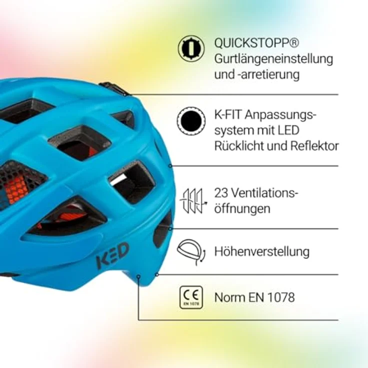 KED KAILU Fahrradhelm, MTB-Style für Kinder, blau matt, Größenanpassung M 53-59 cm, mit K-FIT und LED-Rücklicht – Bild 3