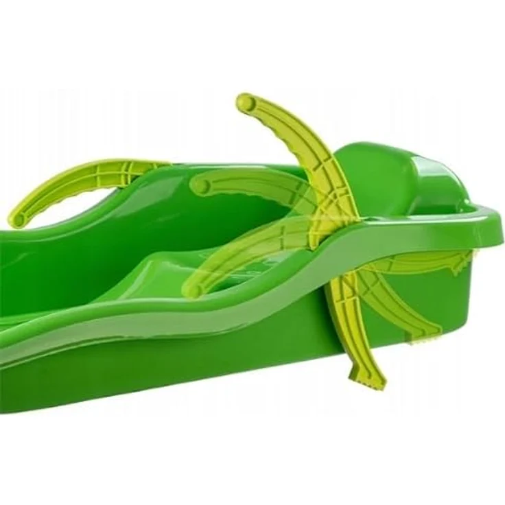 Prosperplast Schlitten Race S, ergonomischer Schneebob mit Zugseil und Bremsen, grün – Bild 5