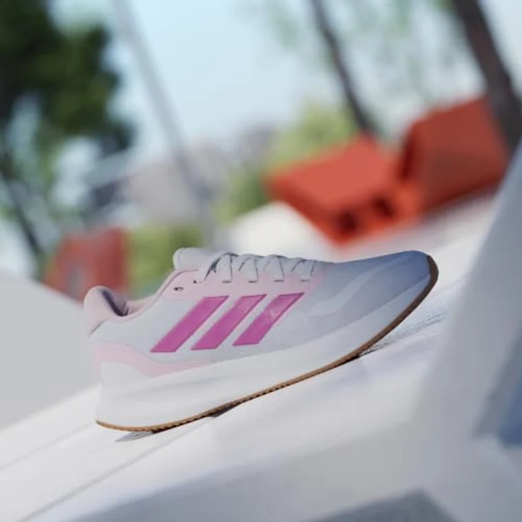 Adidas RUNFALCON 5 Mädchen Sneaker, Laufschuhe mit CloudFoam-Zwischensohle, white/clear pink/gum 3.5 – Bild 3