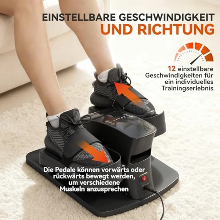 SPORTNOW Mini Ellipsentrainer Untertisch, elektrischer Crosstrainer mit Fernbedienung, LED-Display, 12 Geschwindigkeiten, rutschfest und leise, tragbarer Beintrainer für Senioren, max. Tragkraft 120 kg – Bild 3