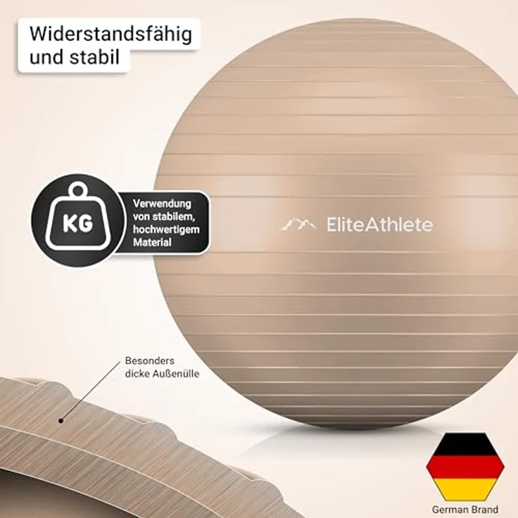 EliteAthlete Gymnastikball Sitzball Büro ergonomisch mit Anti Burst System - Fitness Pilates Schwangerschaft - Schwangerschaftsball Fitnessball Yogaball - Yoga Ball 65cm inkl. Luftpumpe - Preisvergleich – Bild 5