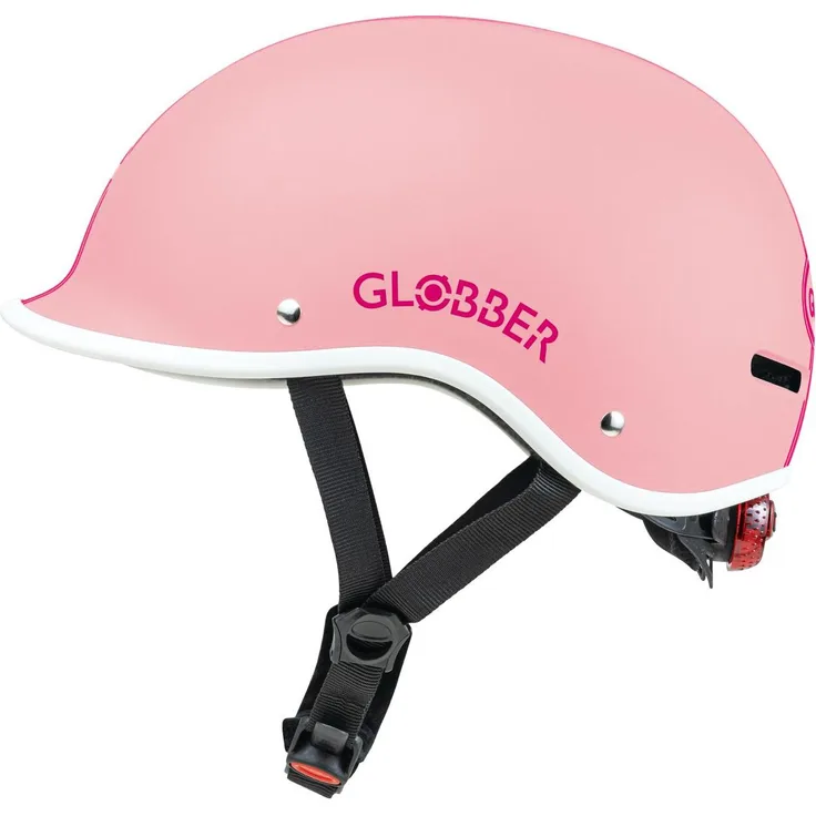 GLOBBER HELM MASTER LIGHTS - Schutzhelm für Kinder, Gr. XS/S 47-51, größenverstellbar, LED-Rücklicht, pastellrosa