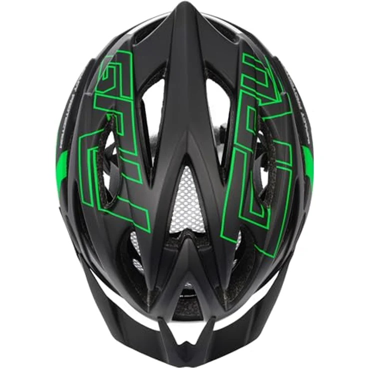 Meteor GRUVER Fahrradhelm M, Schwarz-Grün, verstellbar 55-58 cm, Air Flow System, abnehmbares Visier, antibakterielles Innenfutter – Bild 7