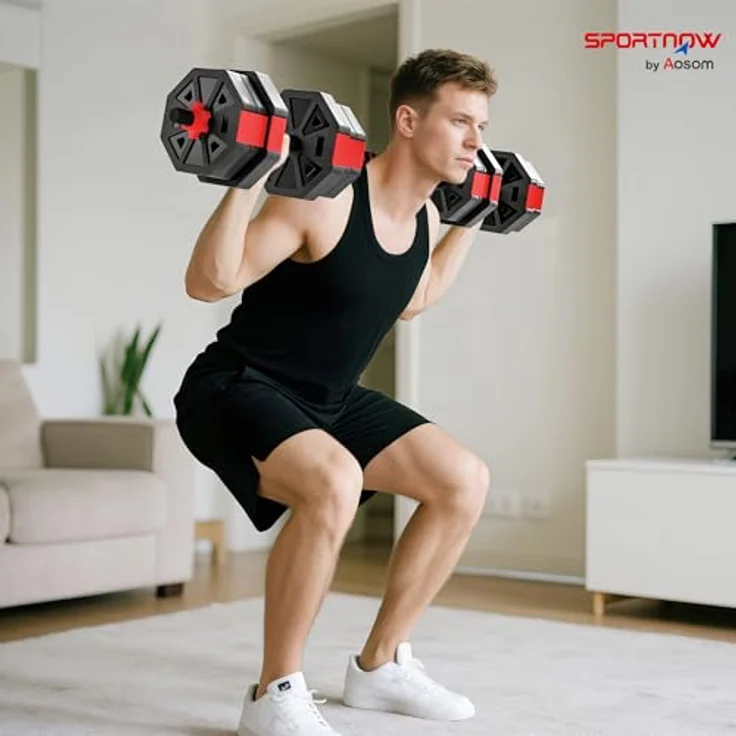 SPORTNOW 6-in-1 Hantelset, verstellbares Kurzhantel- und Langhantelset mit 20 KG Gewicht, rutschfester Griff und kompakte Lagerung für Zuhause – Bild 2