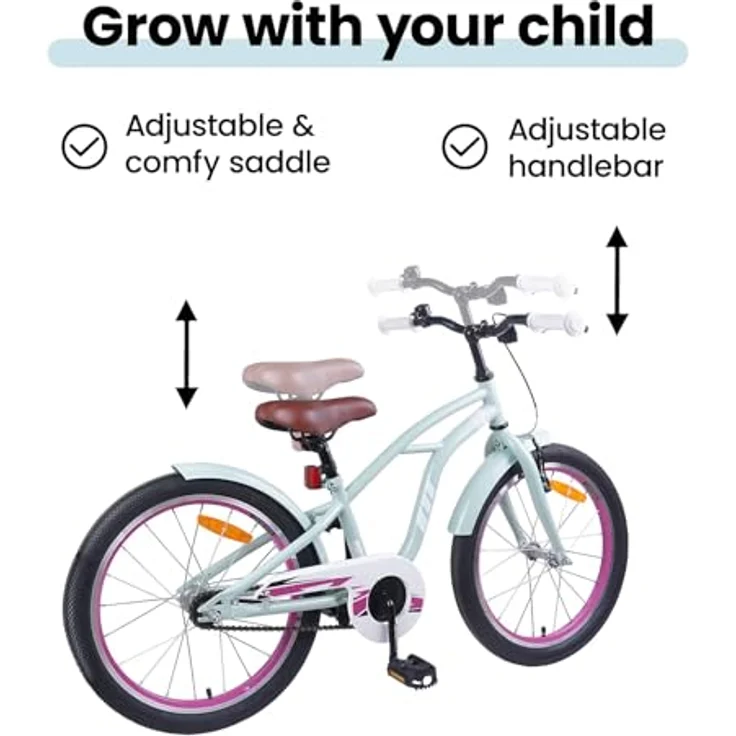 vidaXL Kinderfahrrad 18 Zoll, für Kinder von 5-7 Jahren, hellgrün, mit 123 x 51 x 78 cm Abmessungen – Bild 5