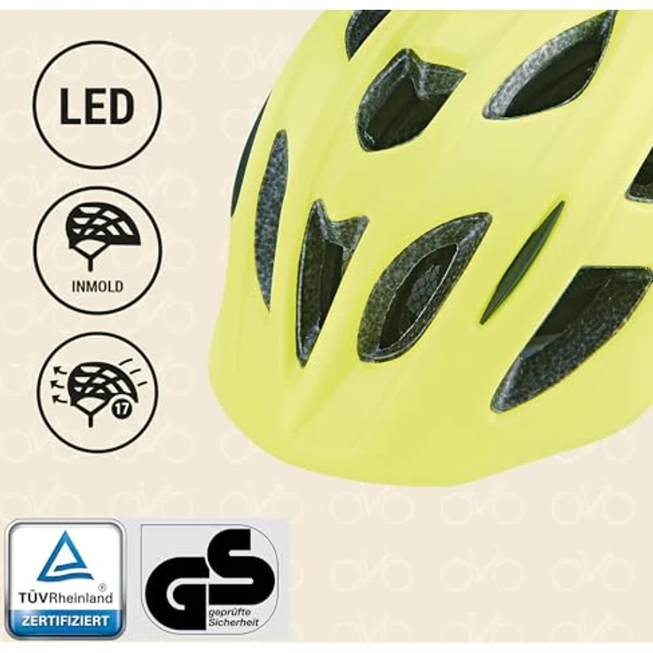 Prophete Kinderhelm 48-52 cm – Neon Gelb mit LED, verstellbarer Inmold-Fahrradhelm, leichter seitlicher Verschluss, optimale Sichtbarkeit & Komfort – Bild 2