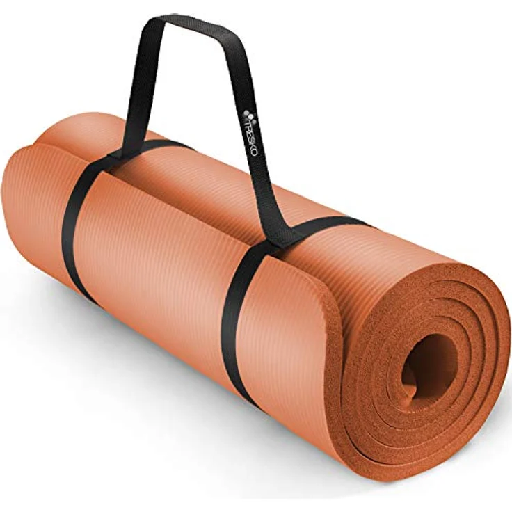 TRESKO Yogamatte, Phthalatfrei, rutschfest und gelenkschonend, mit Tragegurt, 190 x 100 x 1,5 cm, Orange – Bild 1