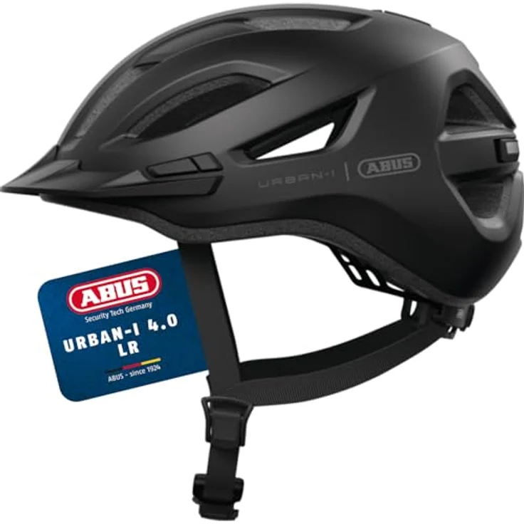 ABUS Urban-I 4.0 LR, Fahrradhelm mit Zopf-Öffnung, Schirm, magnetischem Verschluss, light ready für Rücklicht-Nachrüstung, Größe L, schwarz – Bild 1