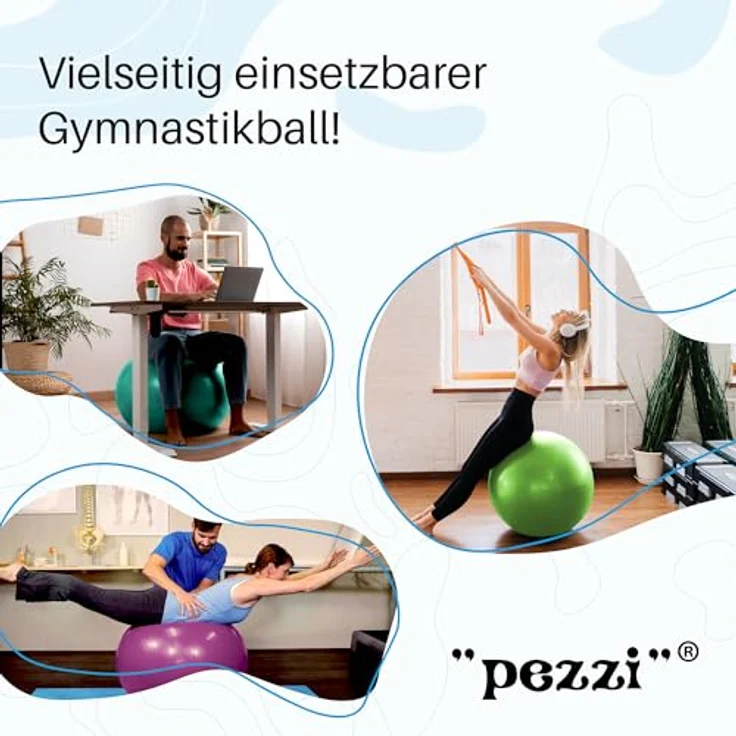 PEZZI Original Pezziball Standard 42cm Ø, Gymnastikball aus robustem PVC, belastbar bis 400 kg, rückenfreundlich, violett – Bild 3