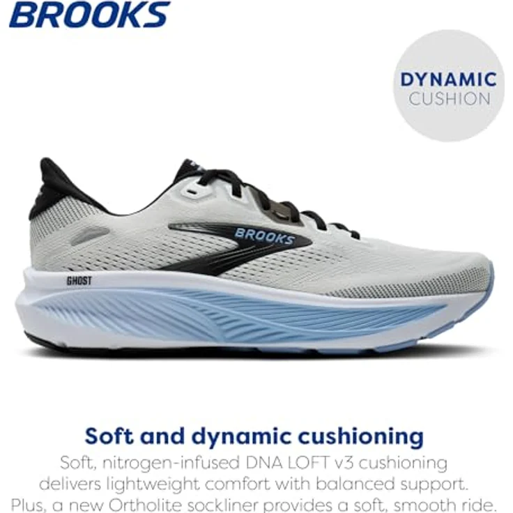Brooks Ghost 18, Neutrale Laufschuhe mit atmungsaktivem Mesh-Obermaterial, white/black/open air, Größe: 8.5 – Bild 2