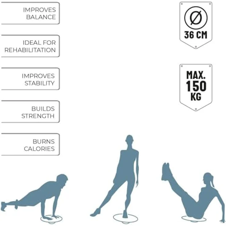 Umbro Balance Board - Wackelbrett für Gleichgewichts- und Krafttraining - 36 cm Durchmesser - Schwarz/Blau – Bild 3