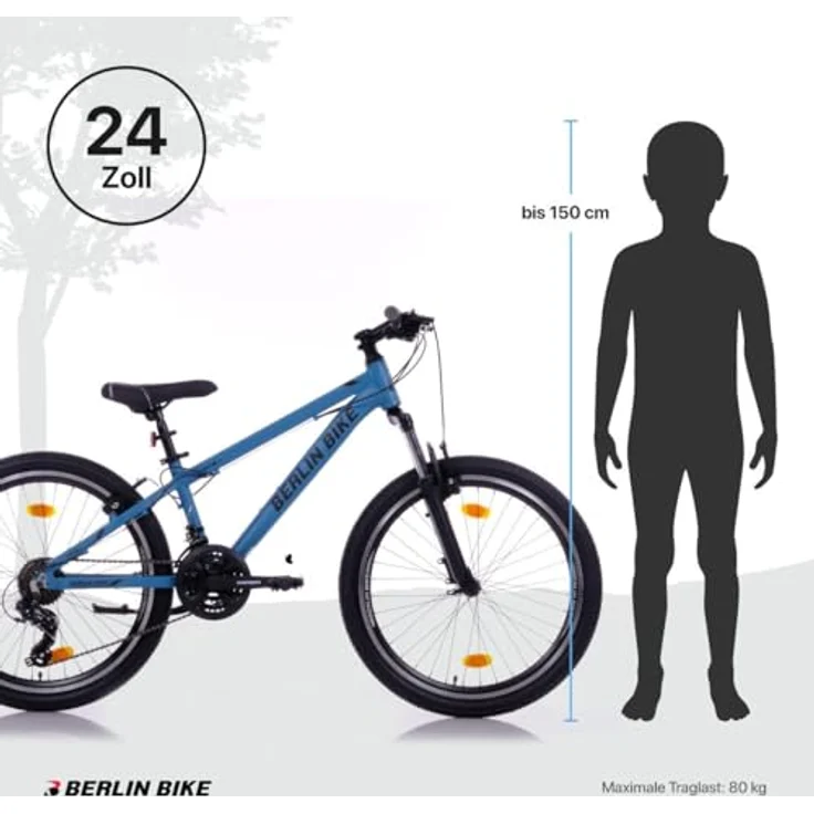 BERLIN BIKE MTB1, Mountainbike 24 Zoll für Kinder mit Shimano 21-Gang-Schaltung, blau – Bild 5