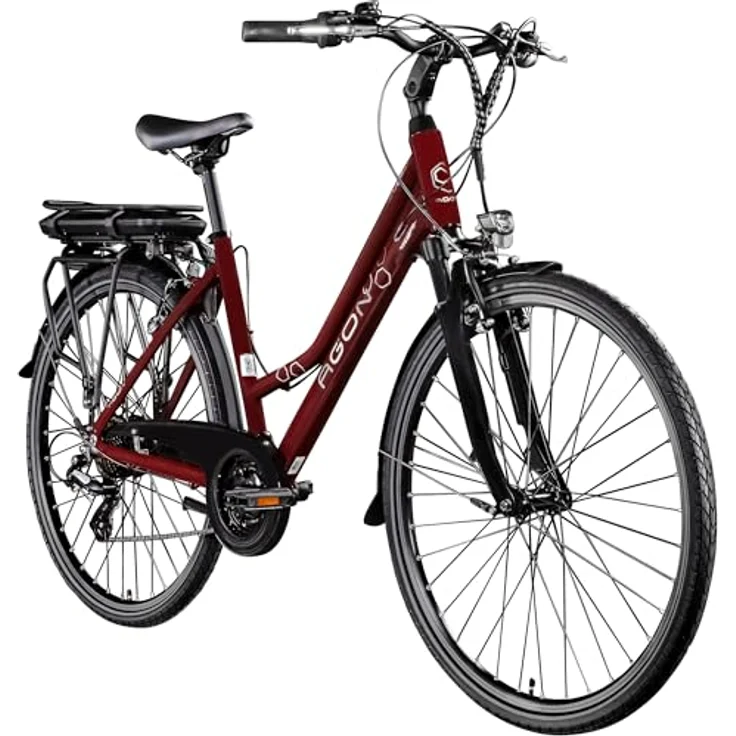 AGON Avesa E Bike Trekkingbike 28 Zoll Pedelec Elektrofahrrad mit Ananda Motor 25 km/h (weinrot, 48 cm) – Bild 1