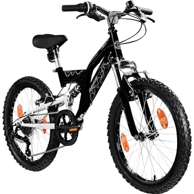 Galano FS180 Kinder Mountainbike, Fully 20 Zoll, 6 Gang Schaltung, V Brakes, schwarz/grau, für Mädchen und Jungen ab 6 Jahren (ab 120 cm) – Bild 1
