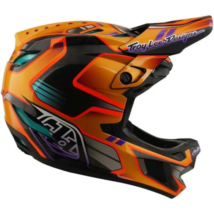 Troy Lee Designs D4 Carbon Downhillhelm, MIPS® C2 Schutzsystem, UD-Carbonfaser-Schale, anatomische 3D-Wangenpolster, orange, Größe M – Bild 5
