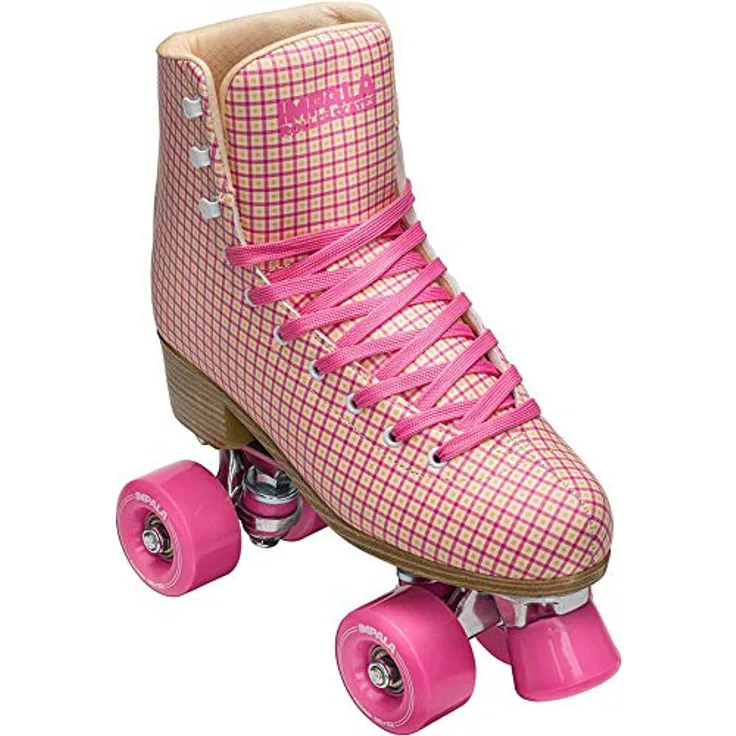 Impala Quad Skate, Damen Rollschuhe, PVC-Obermaterial, 58 mm Urethanräder mit 82A Härte, ABEC 7 Kugellager, PETA-zertifiziert, Rosa