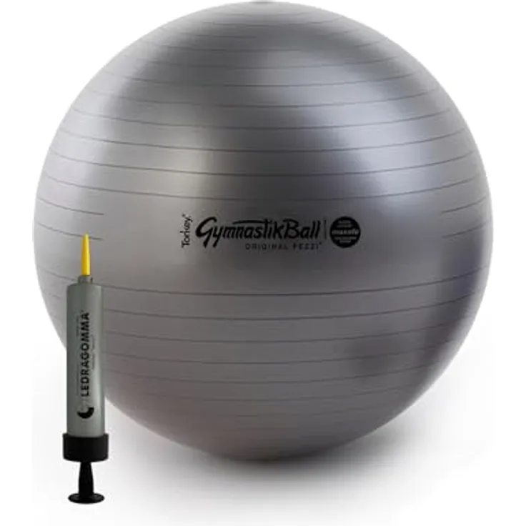 PEZZI Ball Maxafe 65 cm schwarz inkl. Original Pezziball-Pumpe Gymnastikball Sitzball