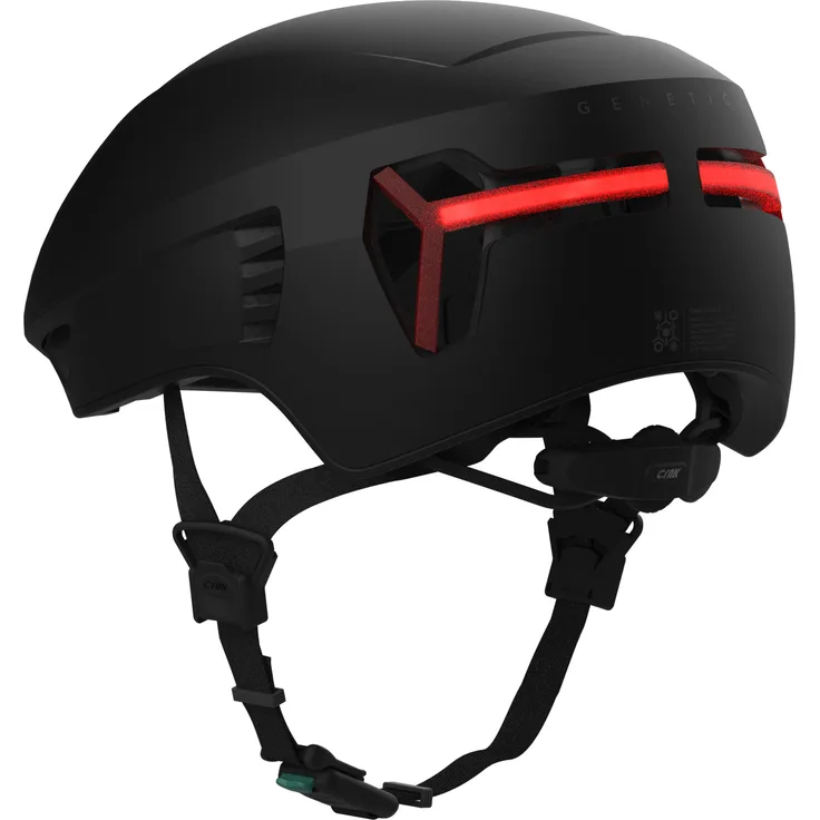CRNK Genetic Alpha Black, Fahrradhelm mit integrierter LED-Beleuchtung, M, Unisex, leichtes In-Mold-Design, Smart Air EVAC-System