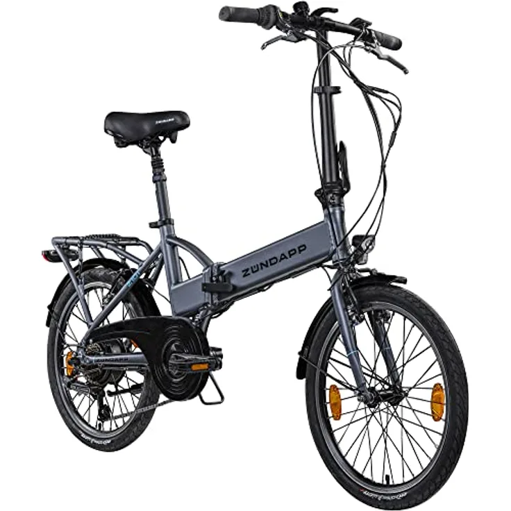 ZÜNDAPP Z101 20 Zoll E Bike Faltrad Damen Herren Elektrofahrrad klappbar Ebike Pedelec, LED Licht, 6 Gänge, V-Bremsen, 270 Wh Akku, für Erwachsene - Schwarz