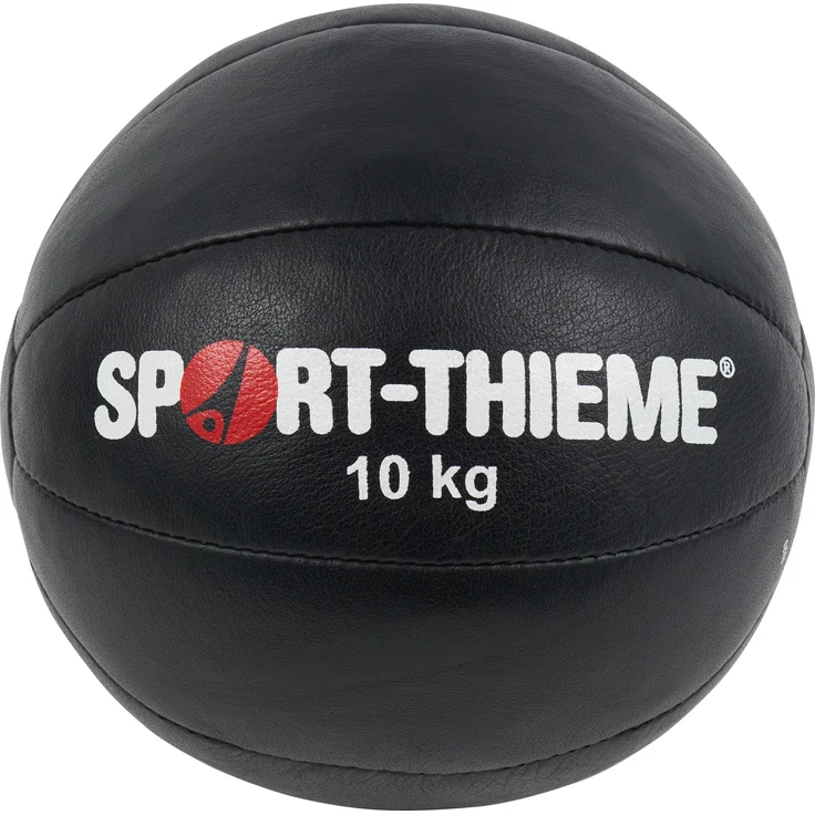 Sport-Thieme Medizinball, 10 kg, Durchmesser 280 mm, aus schwarzem echtem Leder