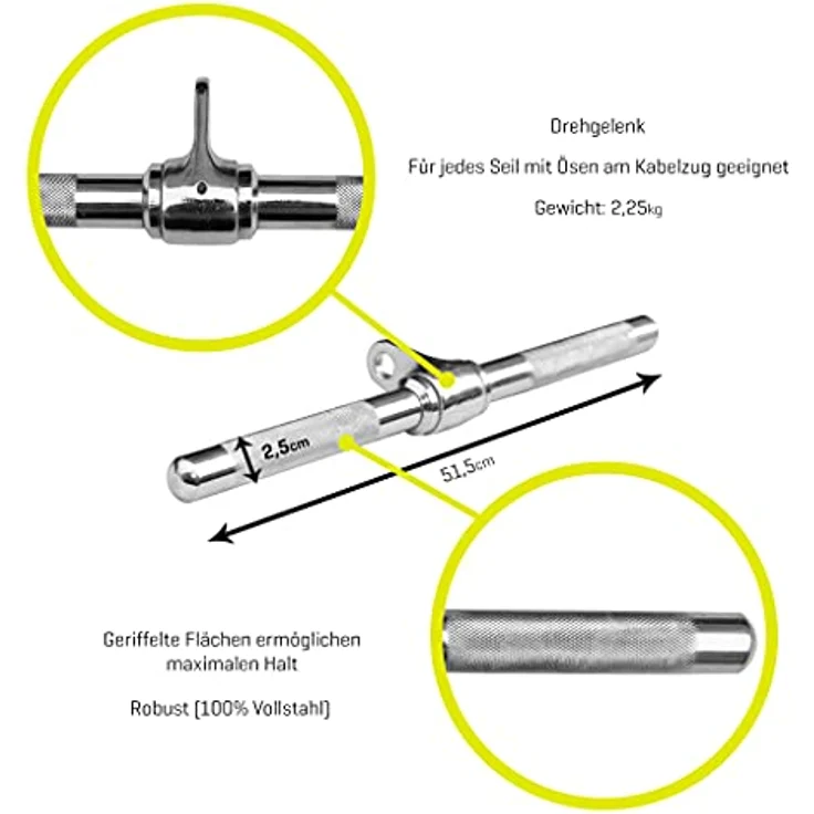 Sporttrend 24® Bizeps Trizeps Stange Trizepsgriff Trizepgriff Bizepsgriff Bizepgriff Bizepstange TrizepstangeSeilzuggriff Kabelzuggriff Stange Griffe für Seilzüge Kabelzüge Silber – Bild 5