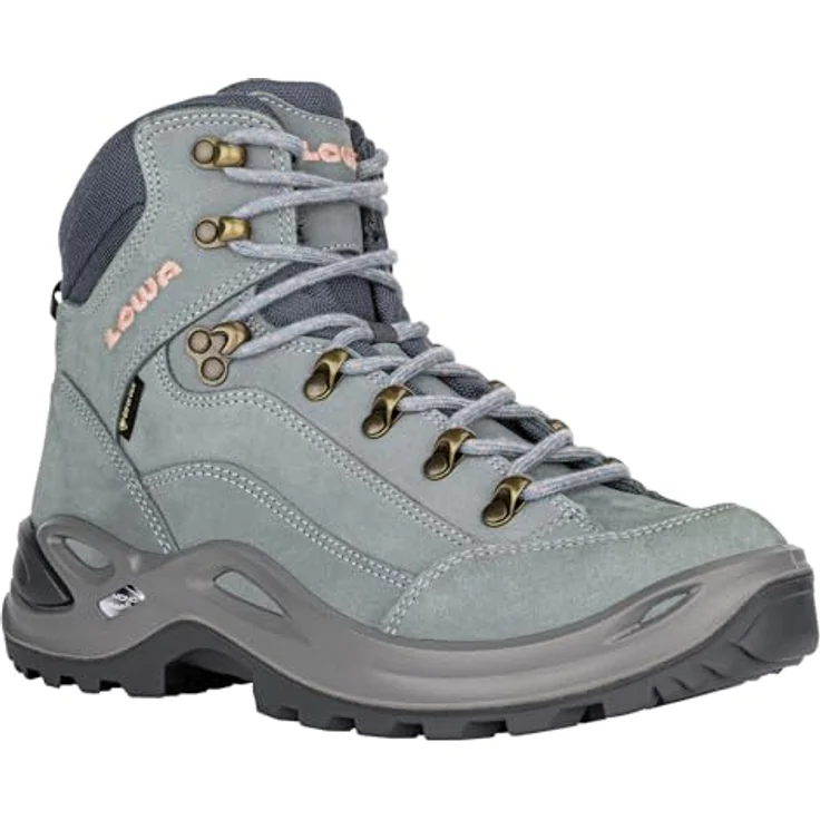 LOWA RENEGADE GTX MID Ws 6122, Wasserdichter Wanderschuh aus Nubukleder, eisblau/lachs – Bild 4