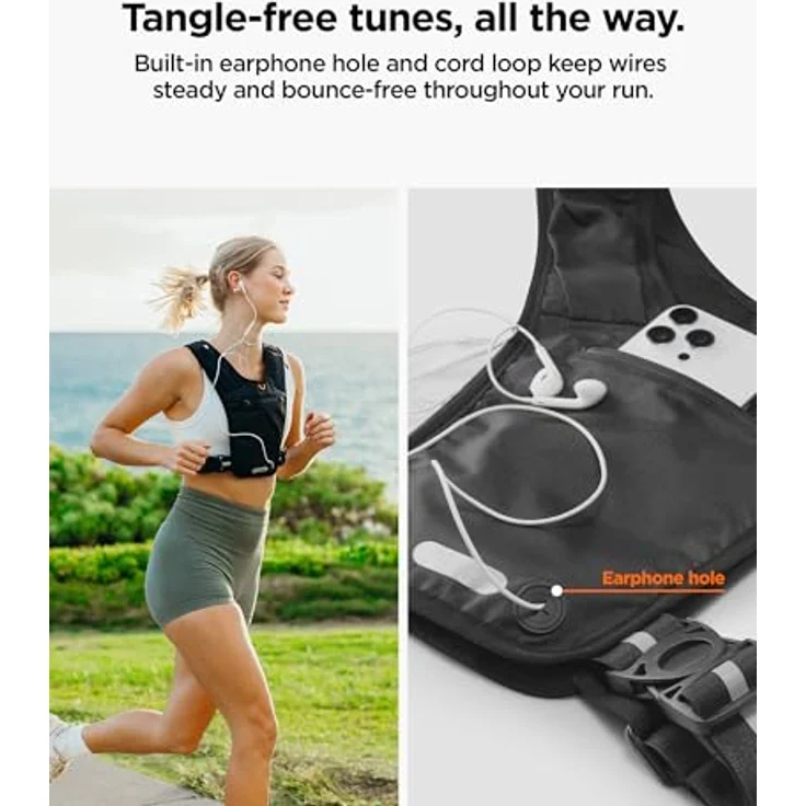 Spigen A720 Dynamic Shield Running Vest, Leichte Laufweste mit praktischem Taschenlayout, L-XL, Schwarz – Bild 5