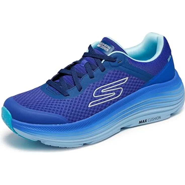 Skechers Max Cushioning Endeavour, Herren Laufschuhe mit Air-Cooled Goga Mat Innensohle, blau, Größe 46