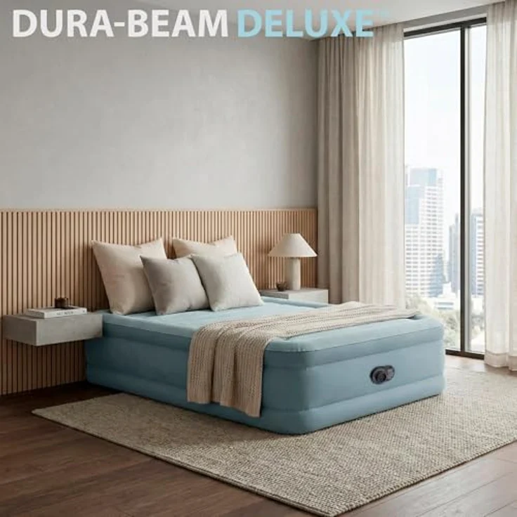 Intex Premium Comfort Airbed 64824ND Luftmatratze mit Elektropumpe, 203 x 152 x 46 cm, grau, belastbar bis 272 kg – Bild 2