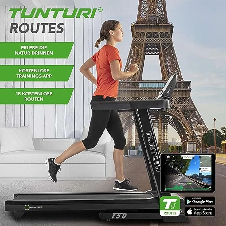 Tunturi T60 Performance Laufband Klappbar - Walking pad - Für zuhause - LED Monitor - Laufband mit 44 Trainingsprogrammen - 0.8-20.0km/h – Bild 2